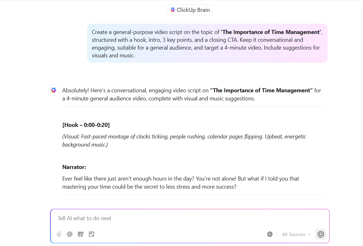 ClickUp Brain : veed.io alternative