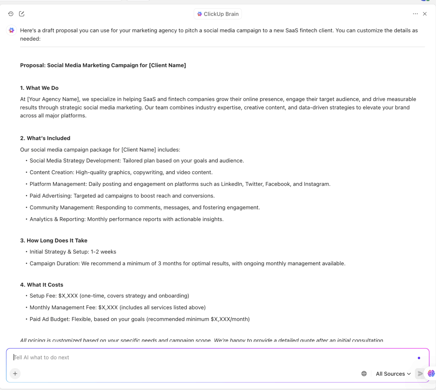 ClickUp Brain: How to Scale Your Marketing Agency
