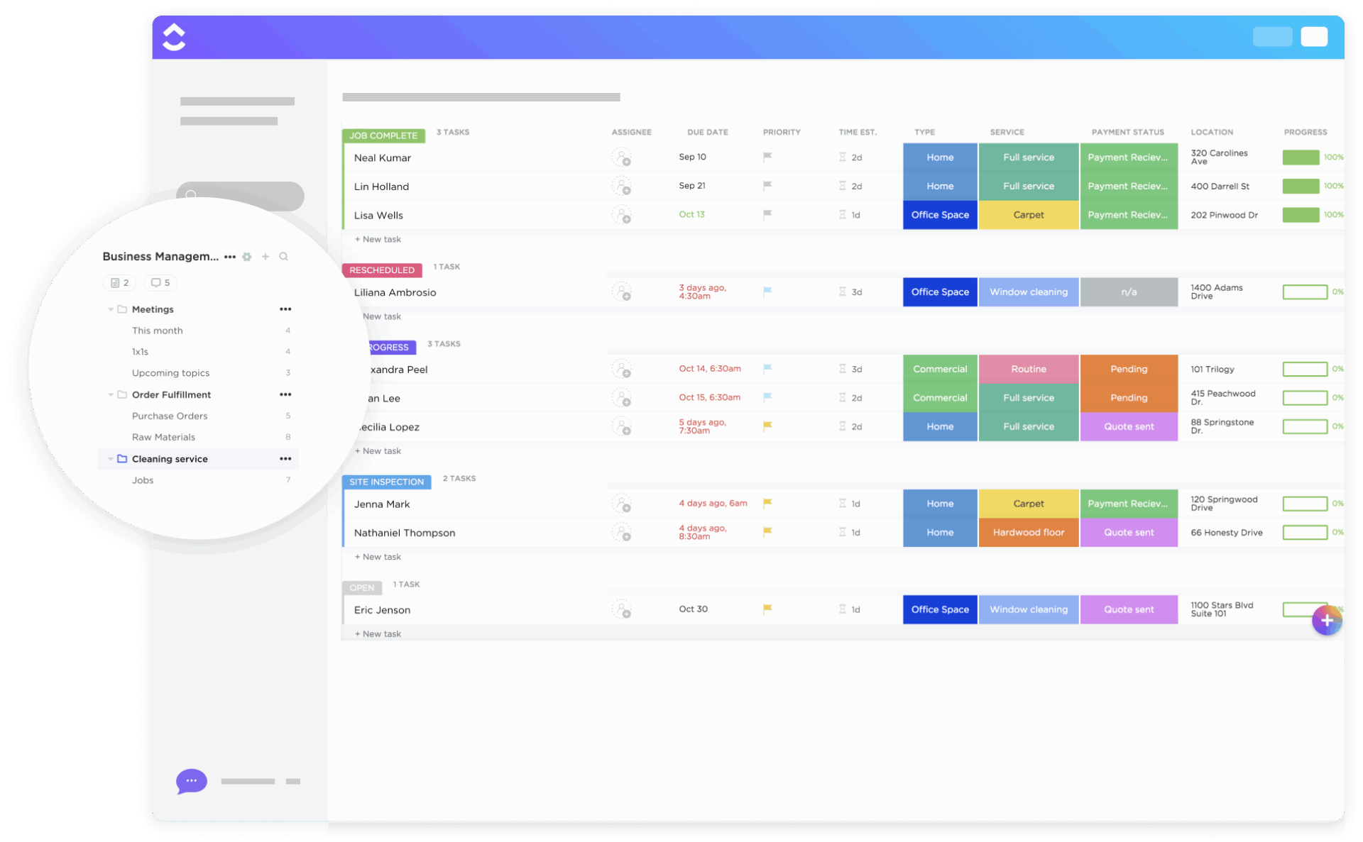 ClickUp Cleaning Service Template