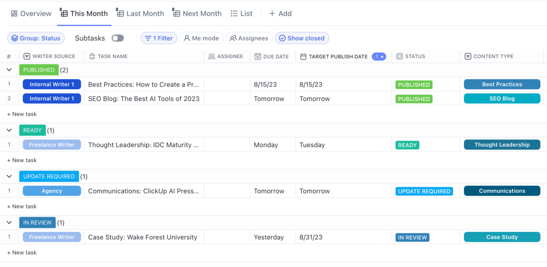 ClickUp Content Scaling Template
