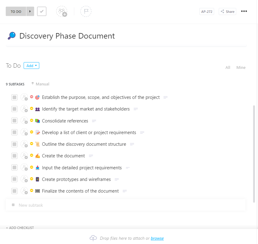 ClickUp Discovery Phase Template