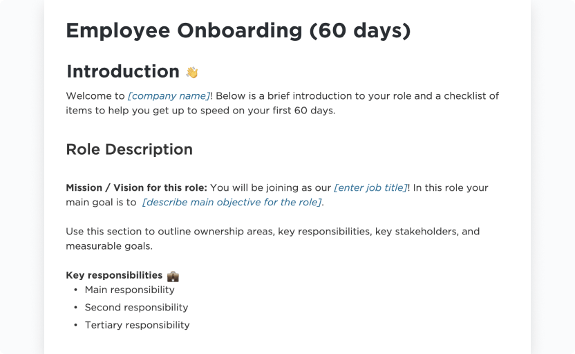 ClickUp Employee Onboarding Template
