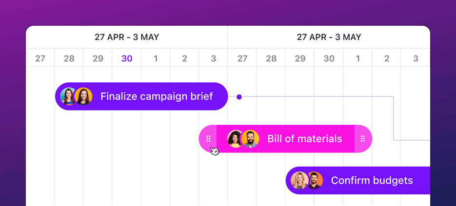 Track processes in real time with Gantt charts in ClickUp