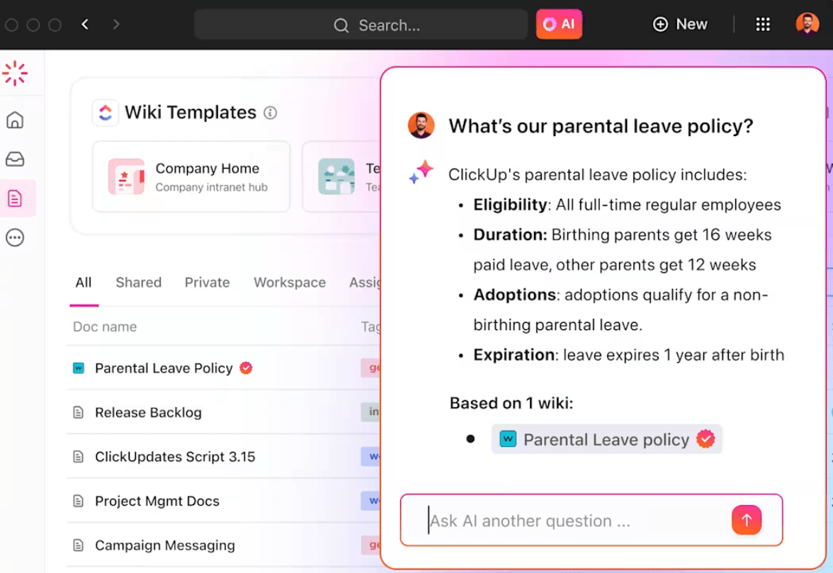 ClickUp Knowledge Management