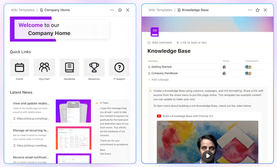 ClickUp Knowledge Management