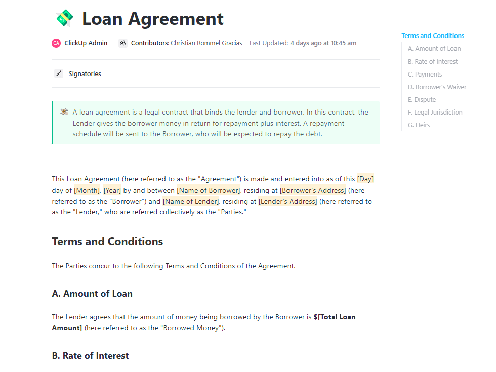ClickUp Loan Agreement