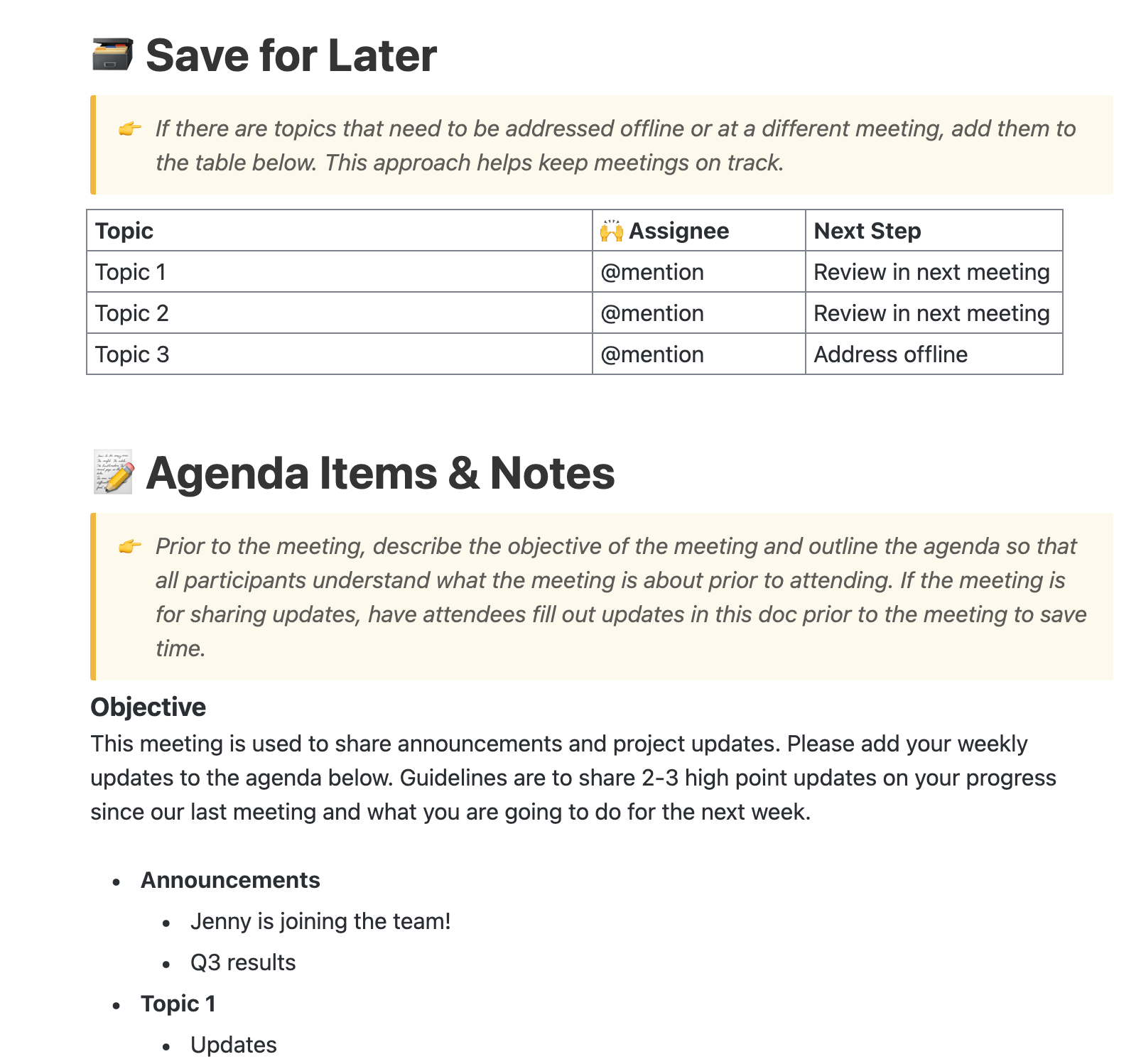 ClickUp Meeting Minutes Template