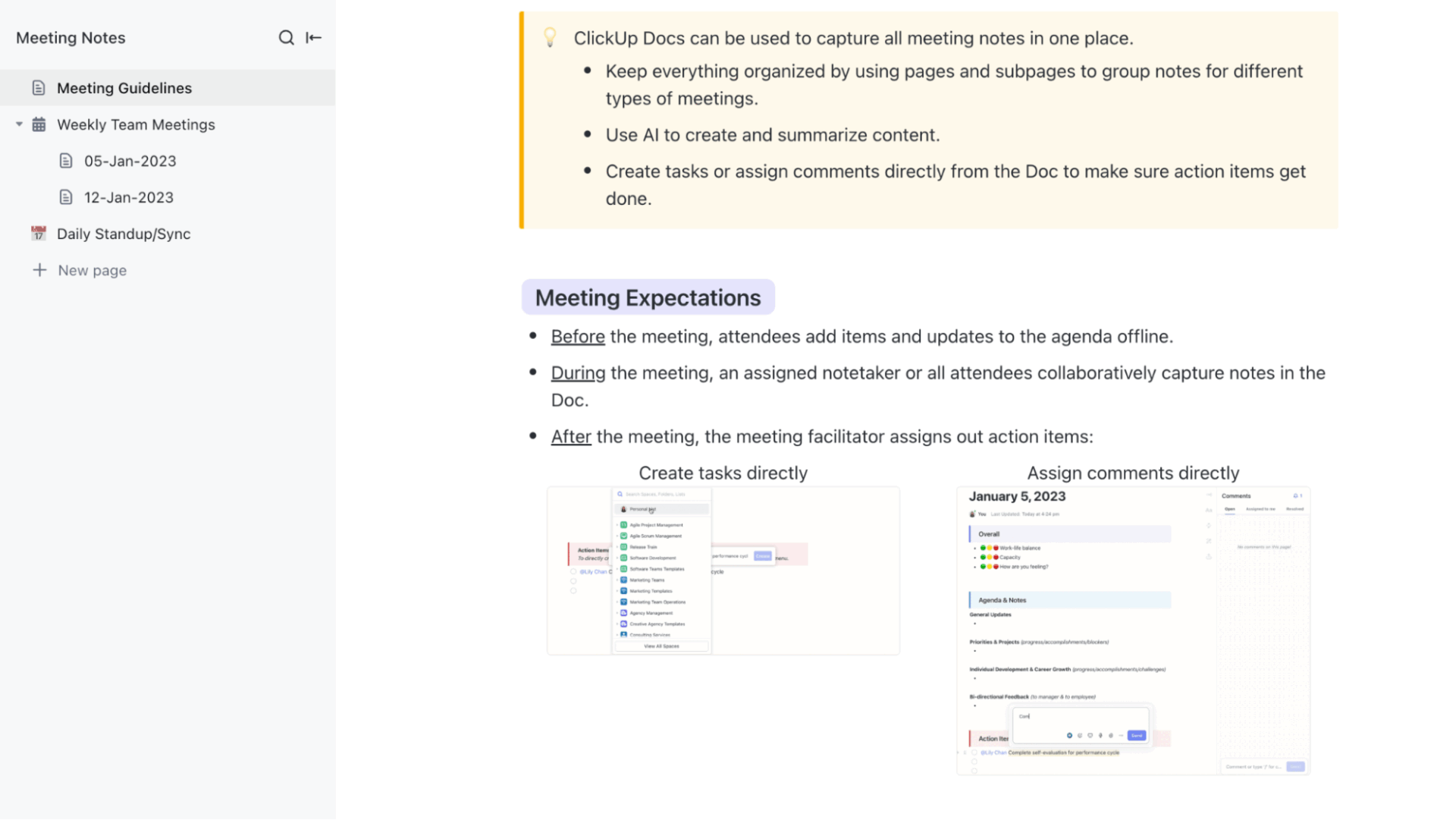 ClickUp Meeting Notes Template