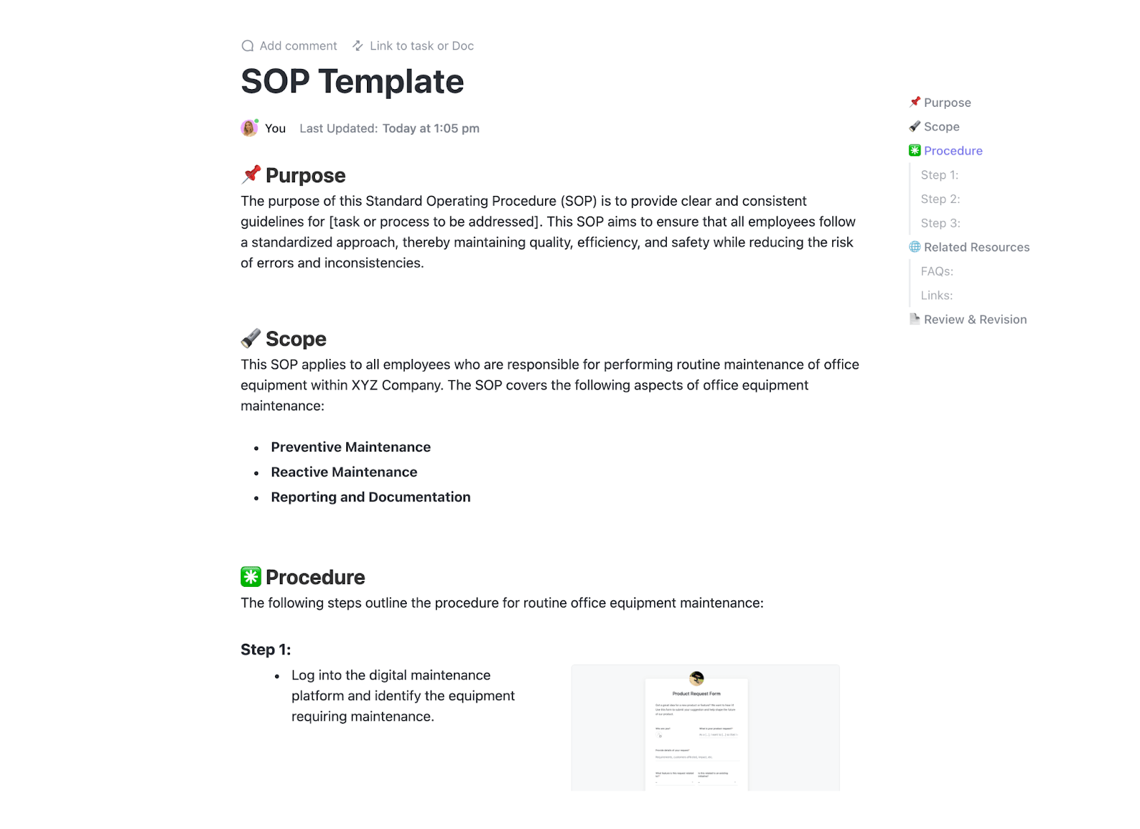 ClickUp's SOP Template