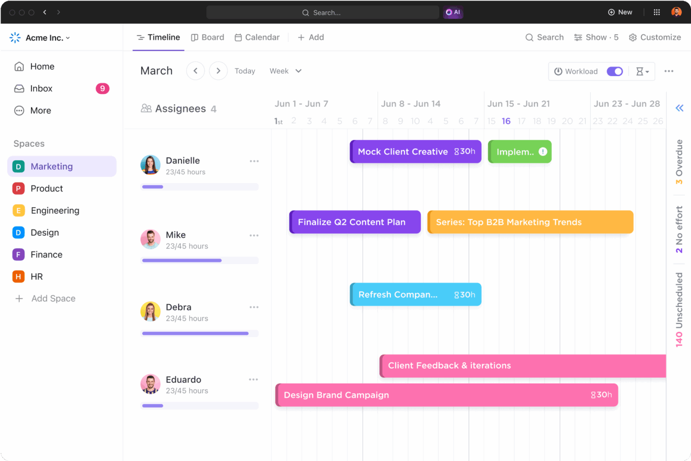  ClickUp Timeline View
