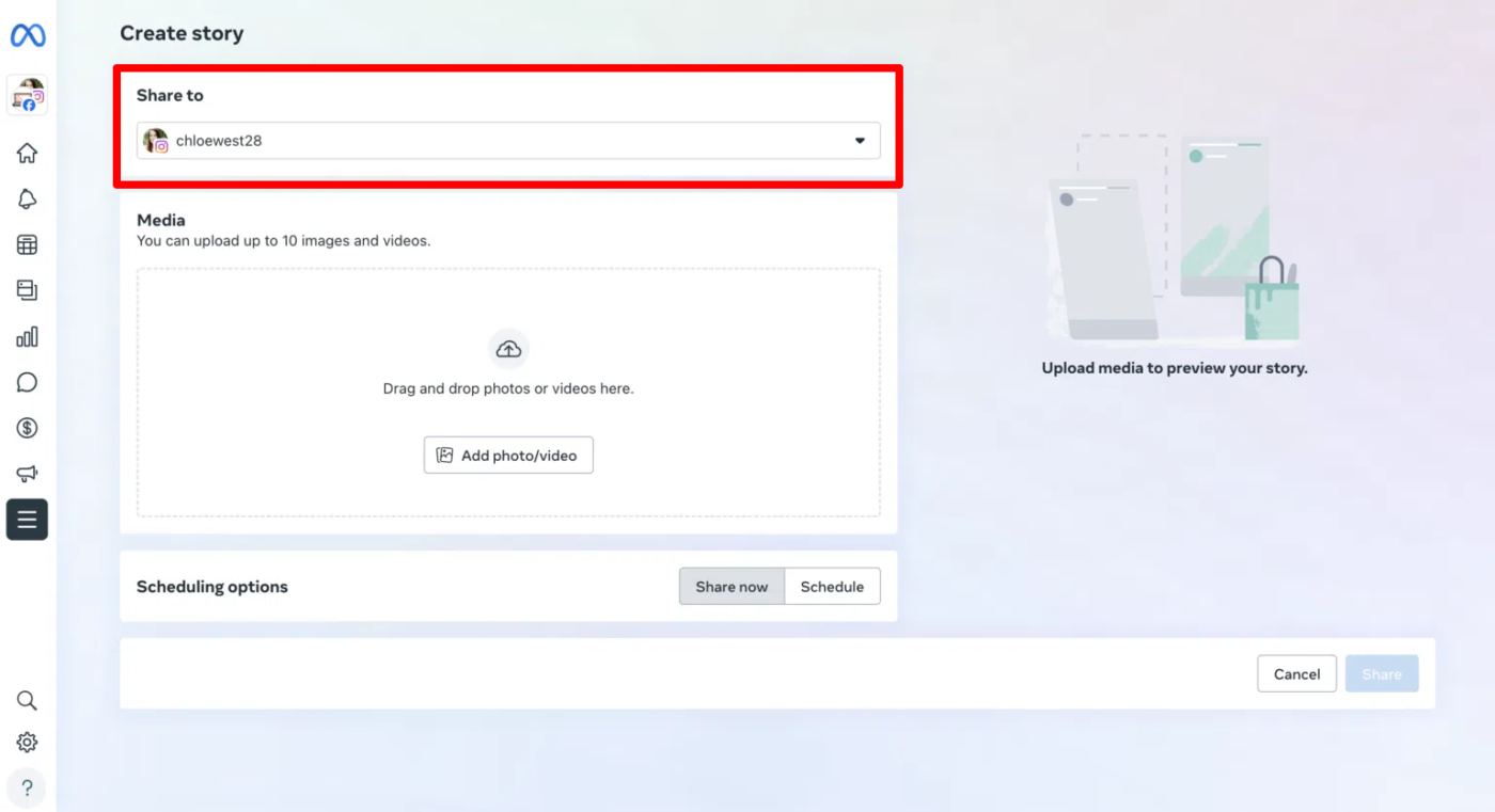 Create Story Dashboard : Schedule Instagram Stories