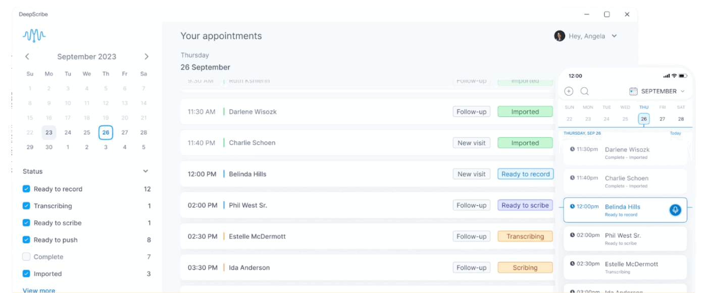 DeepScribe Dashboard: Soap Note Generator