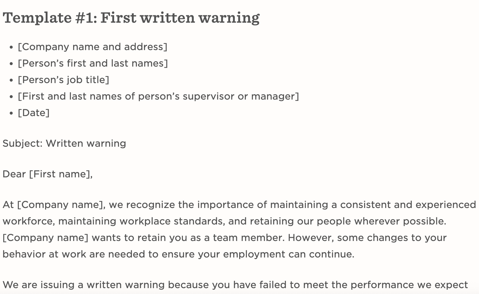 Employee Written Warning Templates and Examples
