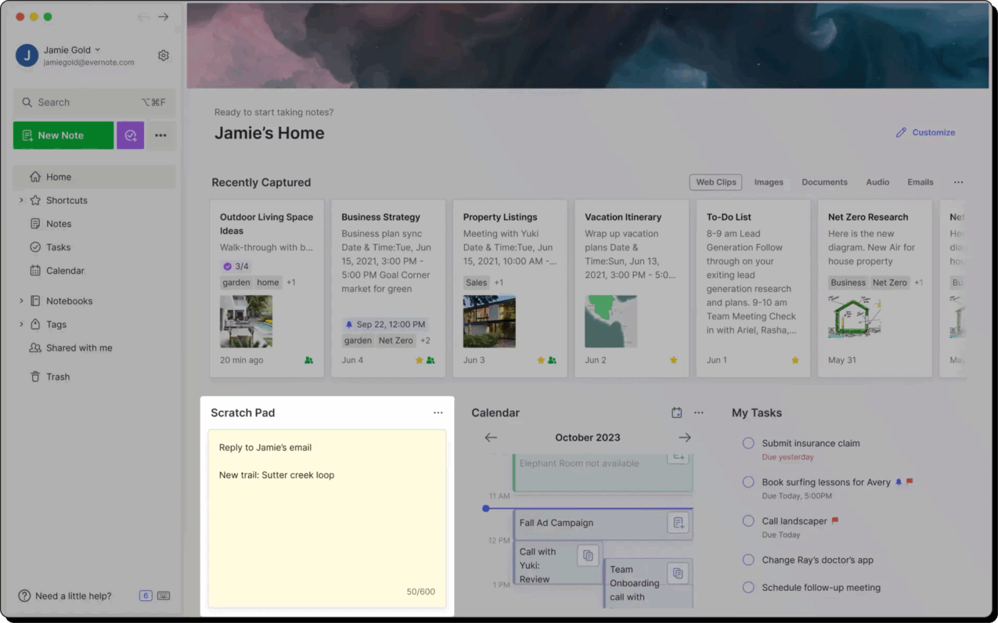 Evernote Dashboard: Journey Alternatives 