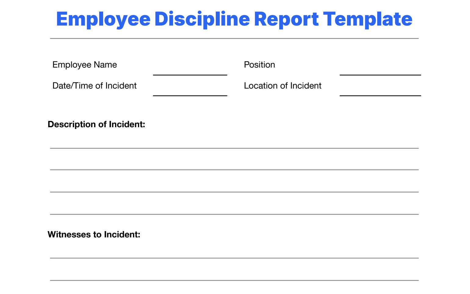 Google Docs Employee Disciplinary Report Template 