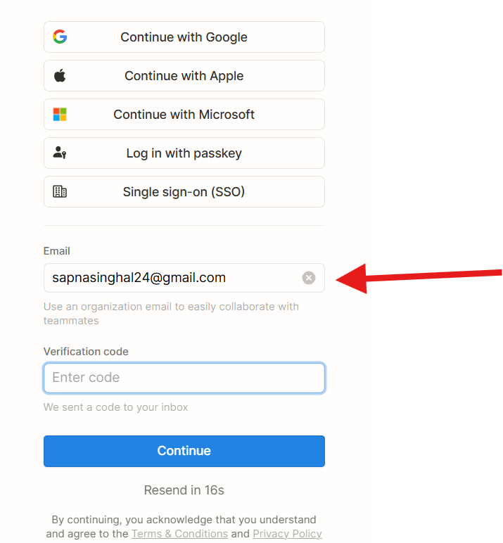 Đăng nhập bằng Email: notion login