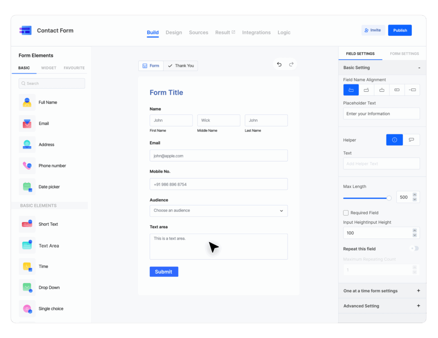 Makeforms Dashboard