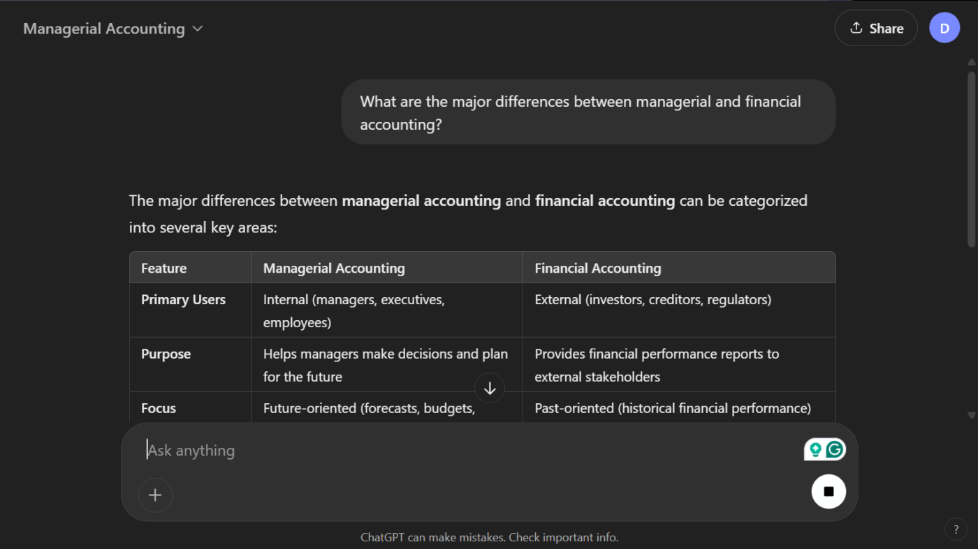 Managerial Accounting