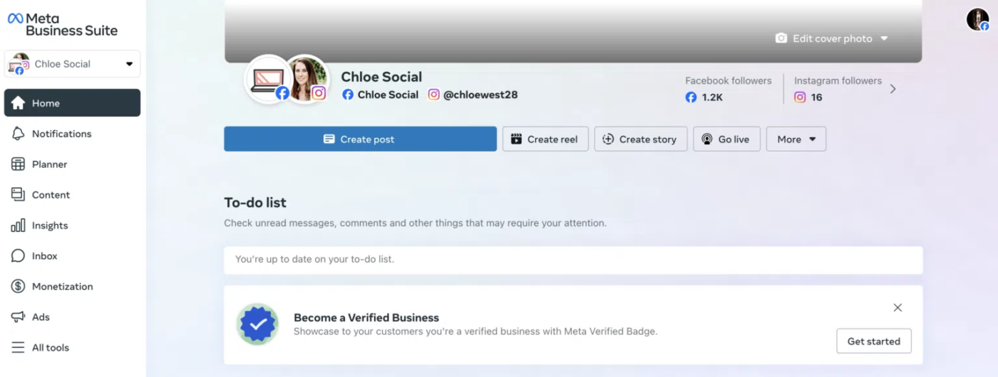 Meta Business Suite Dashboard : Schedule Instagram Stories