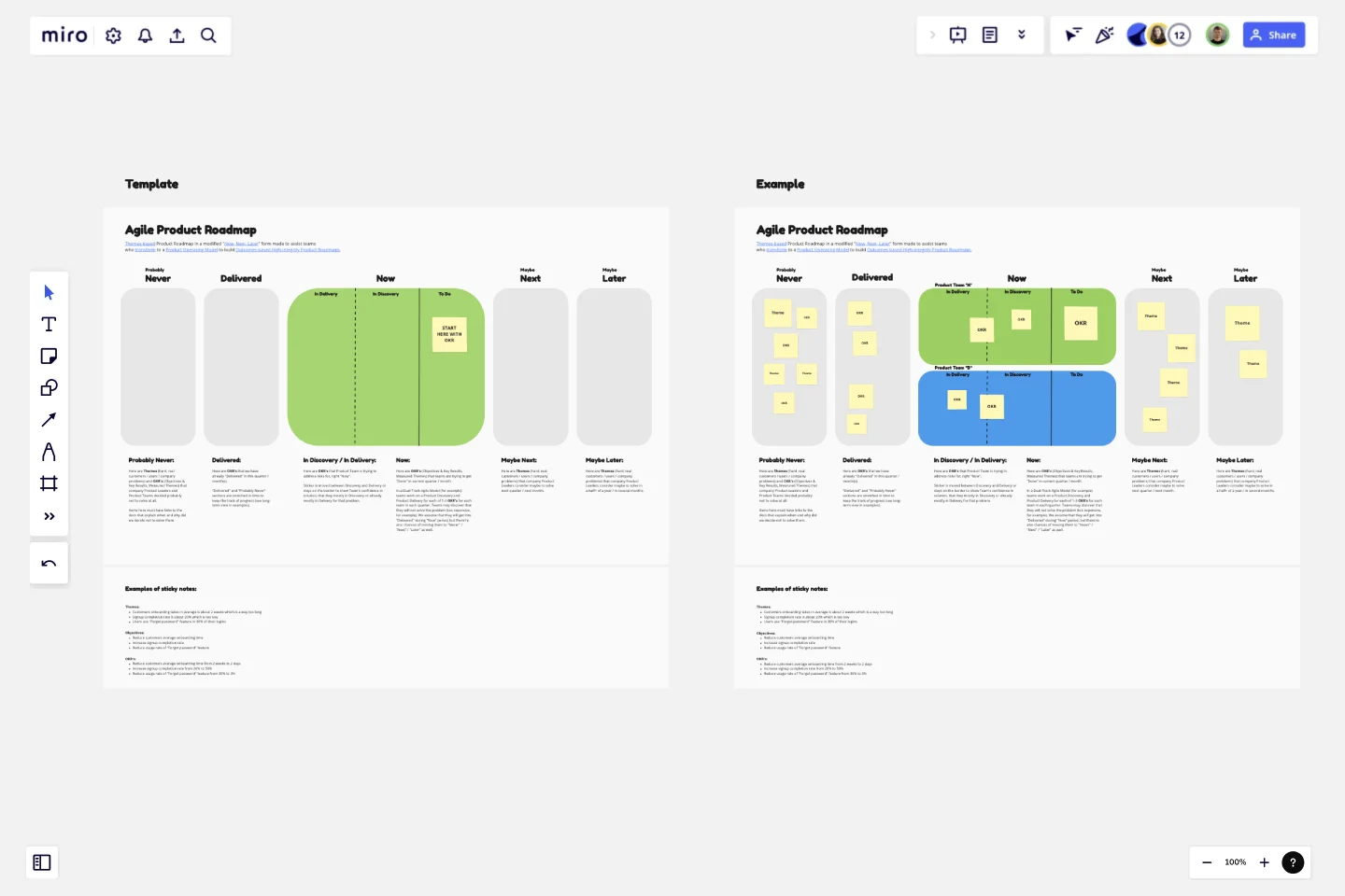 Agile Product Roadmap (Now, Next, Later) Template by Miro