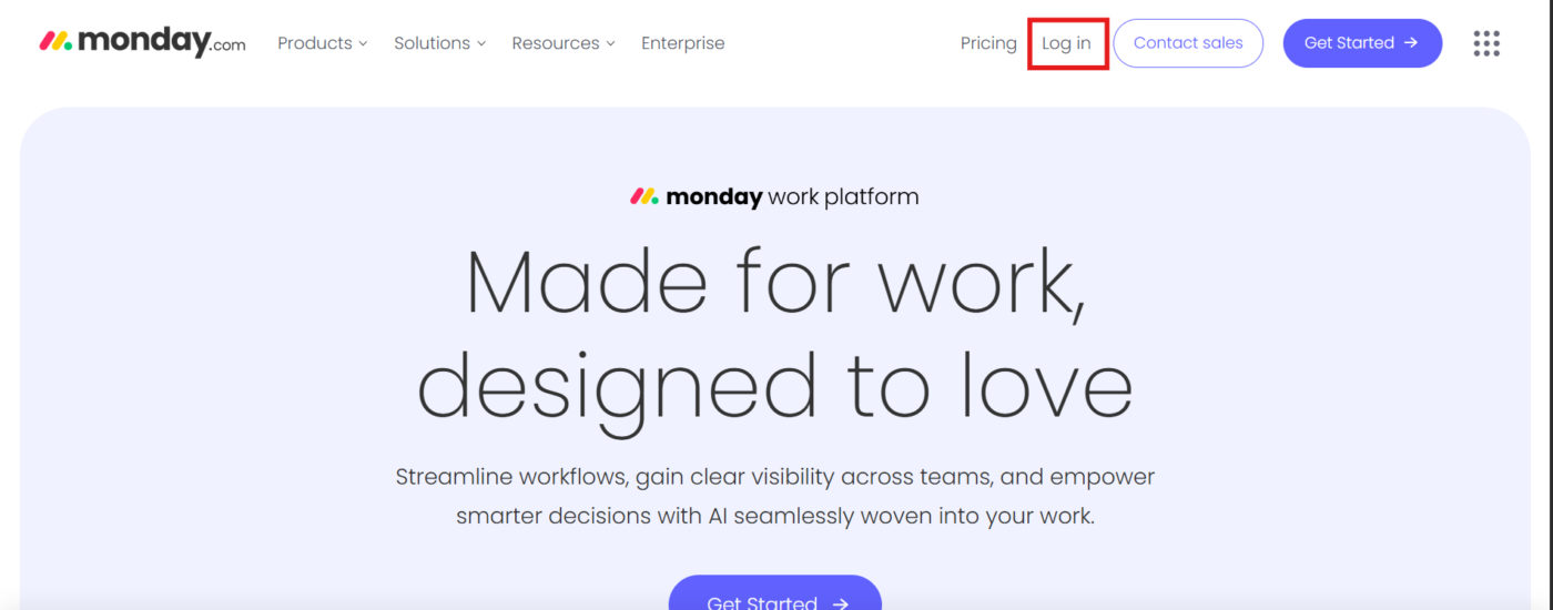 log in page_Monday.com login