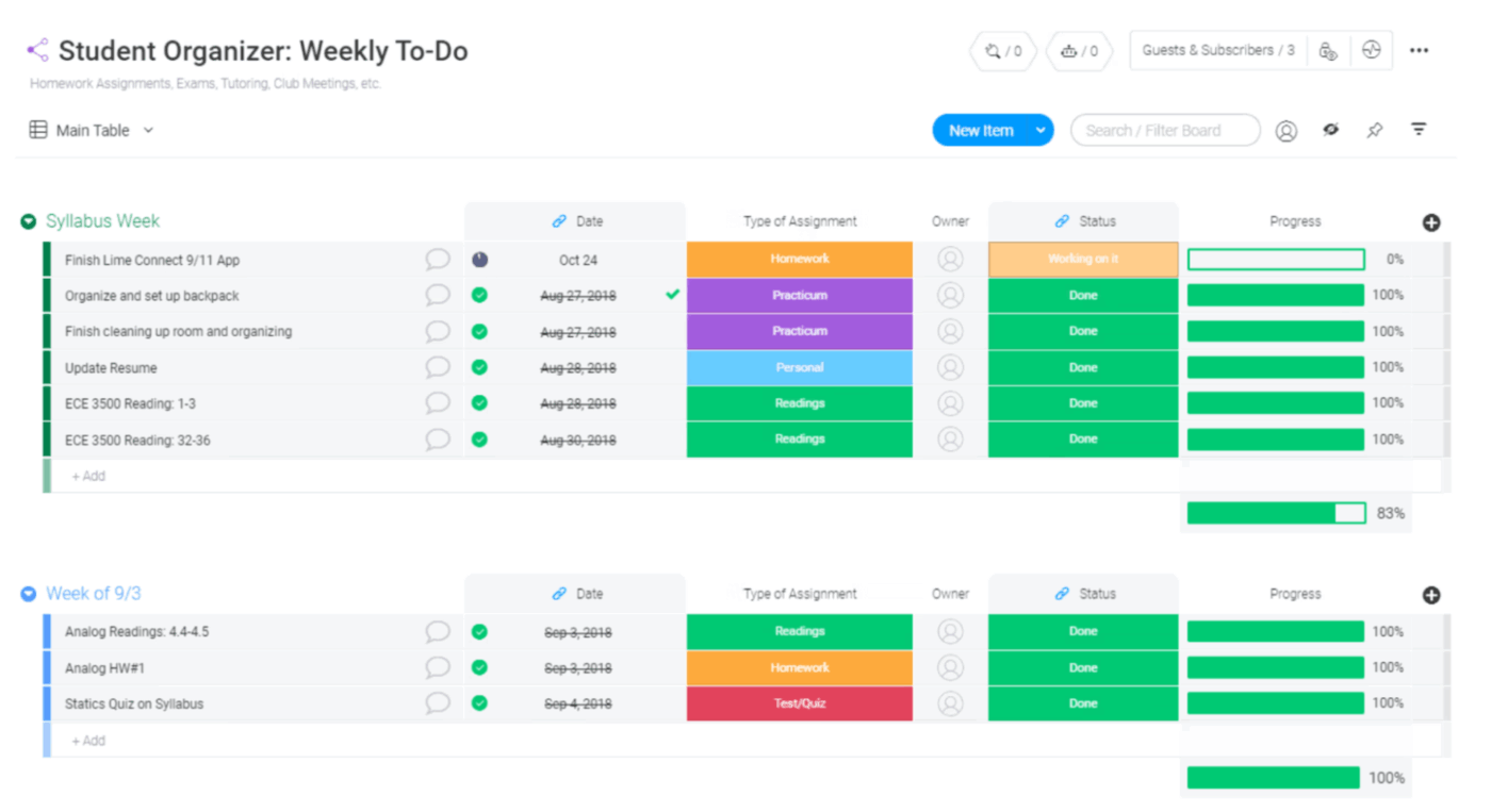 Student Organizer Template : Monday to do list template