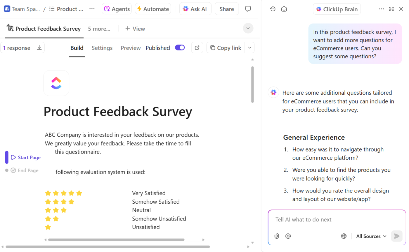 ClickUp Brain: Customer Discovery Template