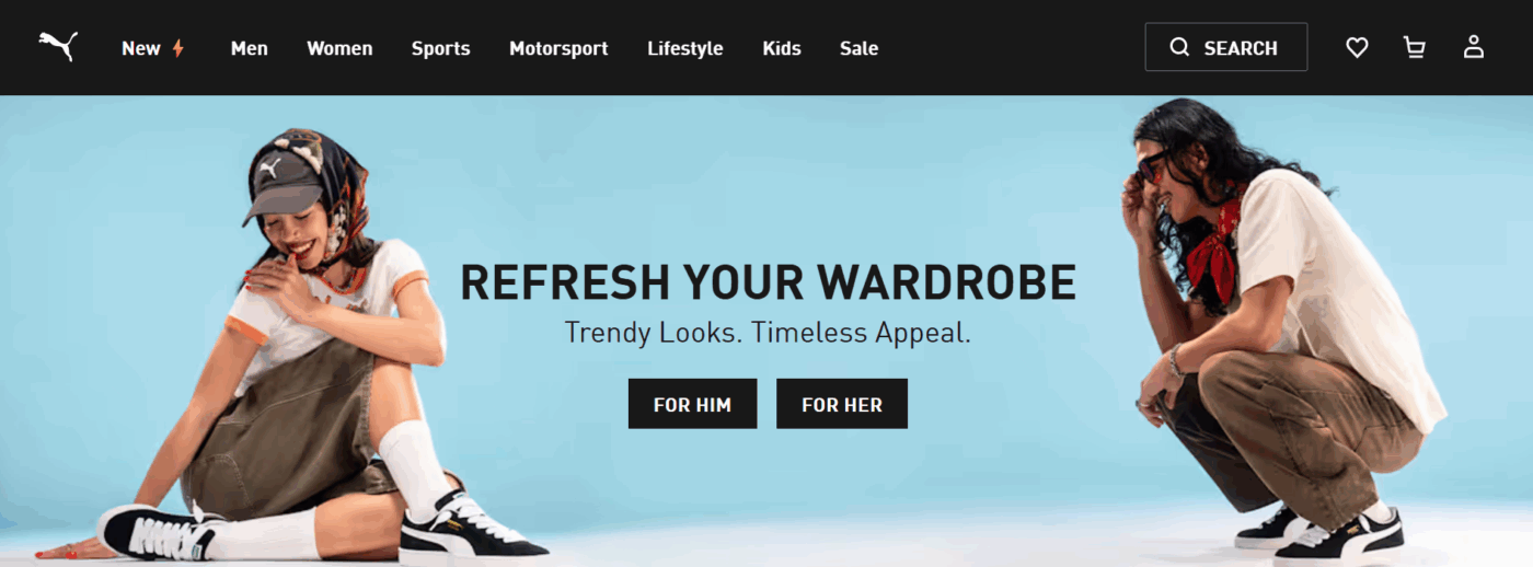 Puma Homepage: Gestalt Principles of Design
