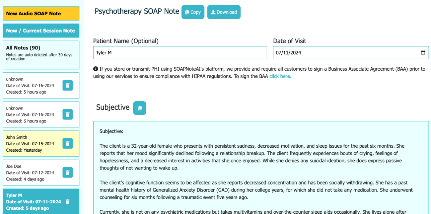 SOAPNoteAI.com Dashboard