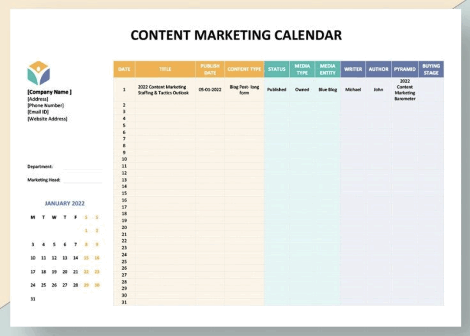 15 Free Content Calendar Templates for Social Media