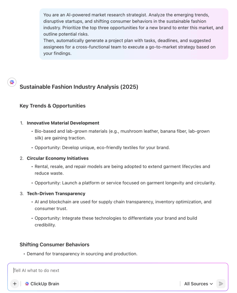 Market Research Process with ClickUp Brain