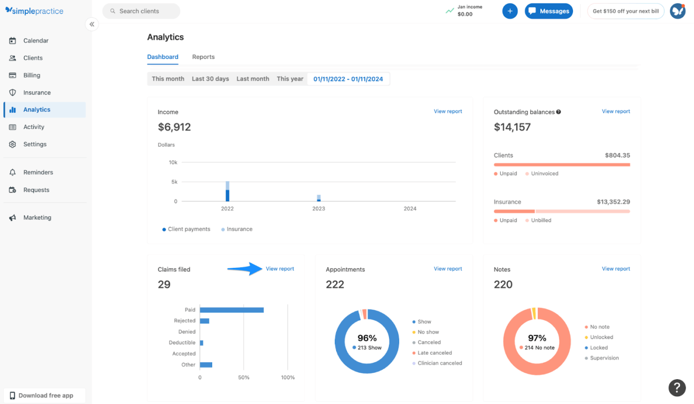 SimplePractice Dashboard: Soap Note Generator