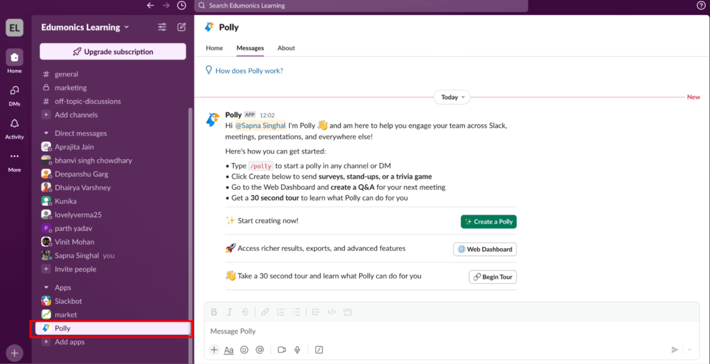 Slack Polly: Slack App Directory