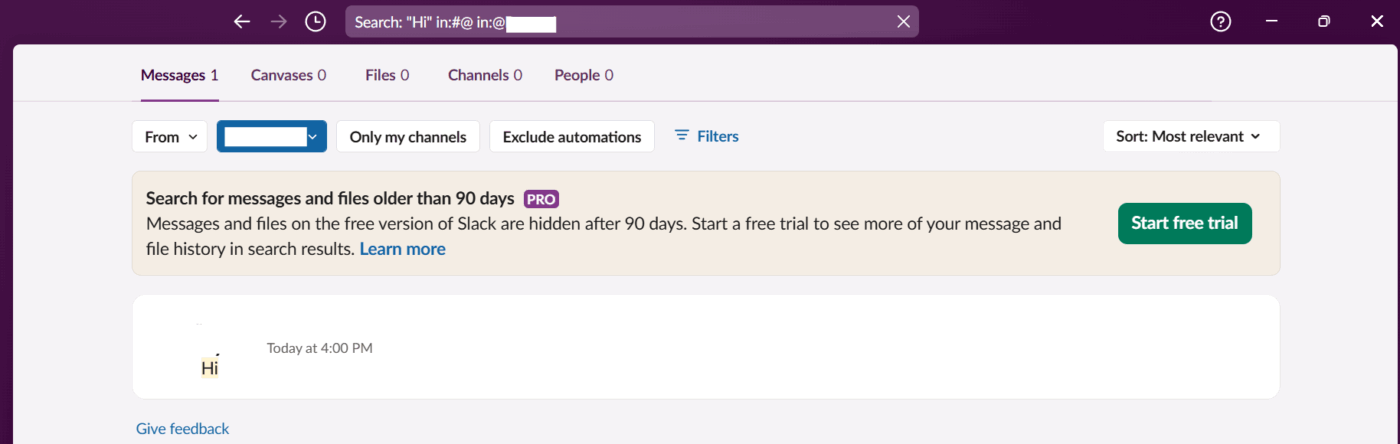 Slack messages: how to search in slack