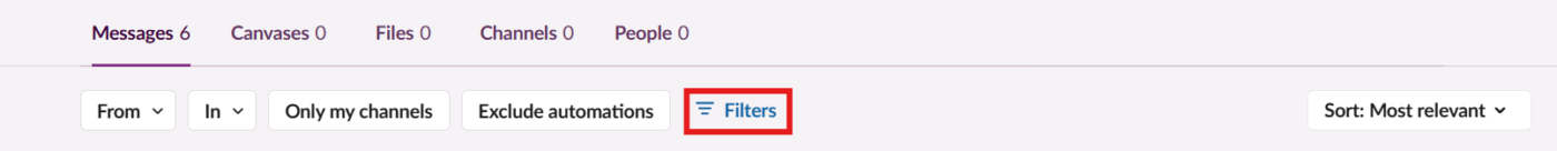Slack filters: how to search in slack
