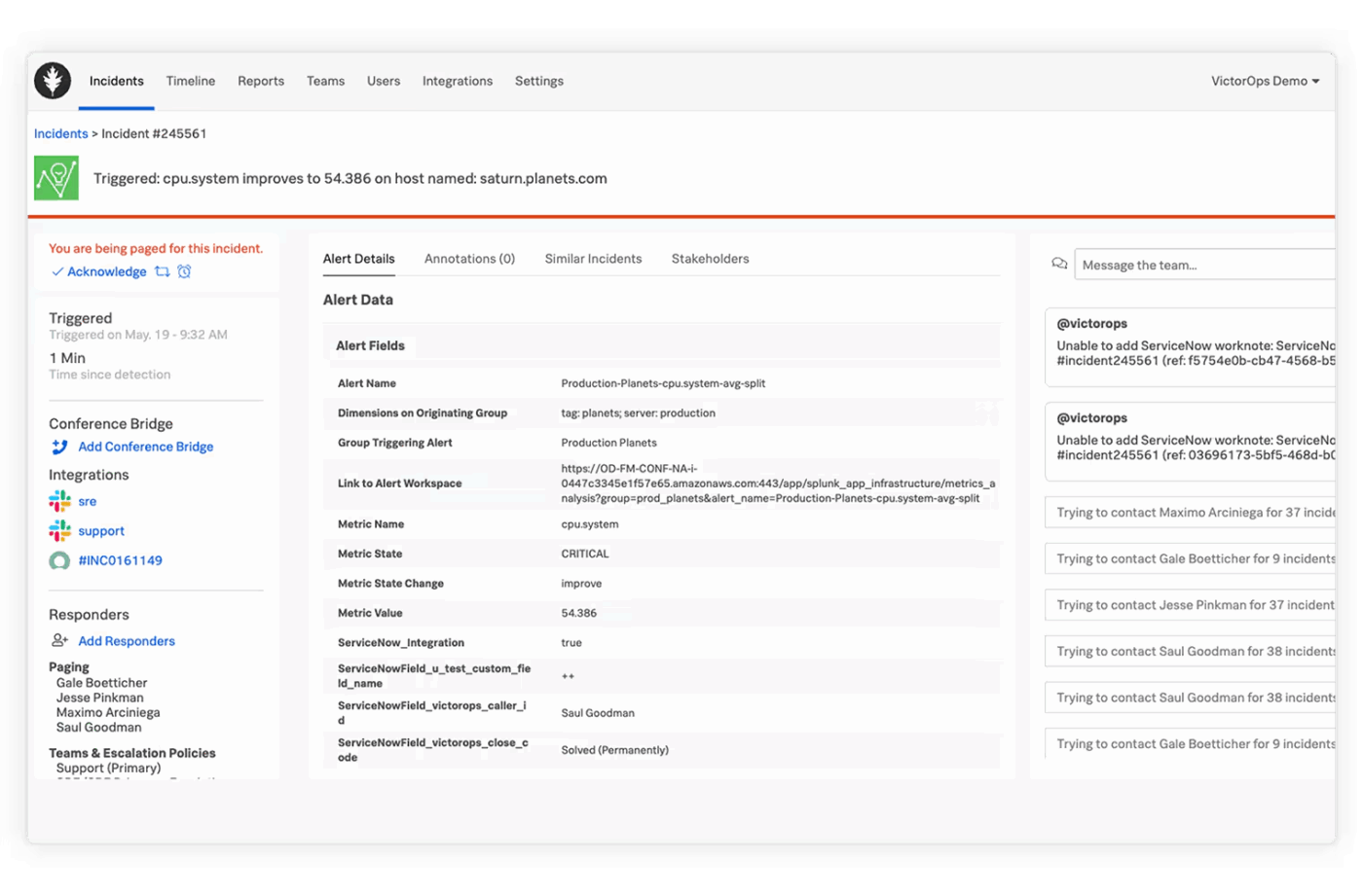Splunk On-Call Dashboard