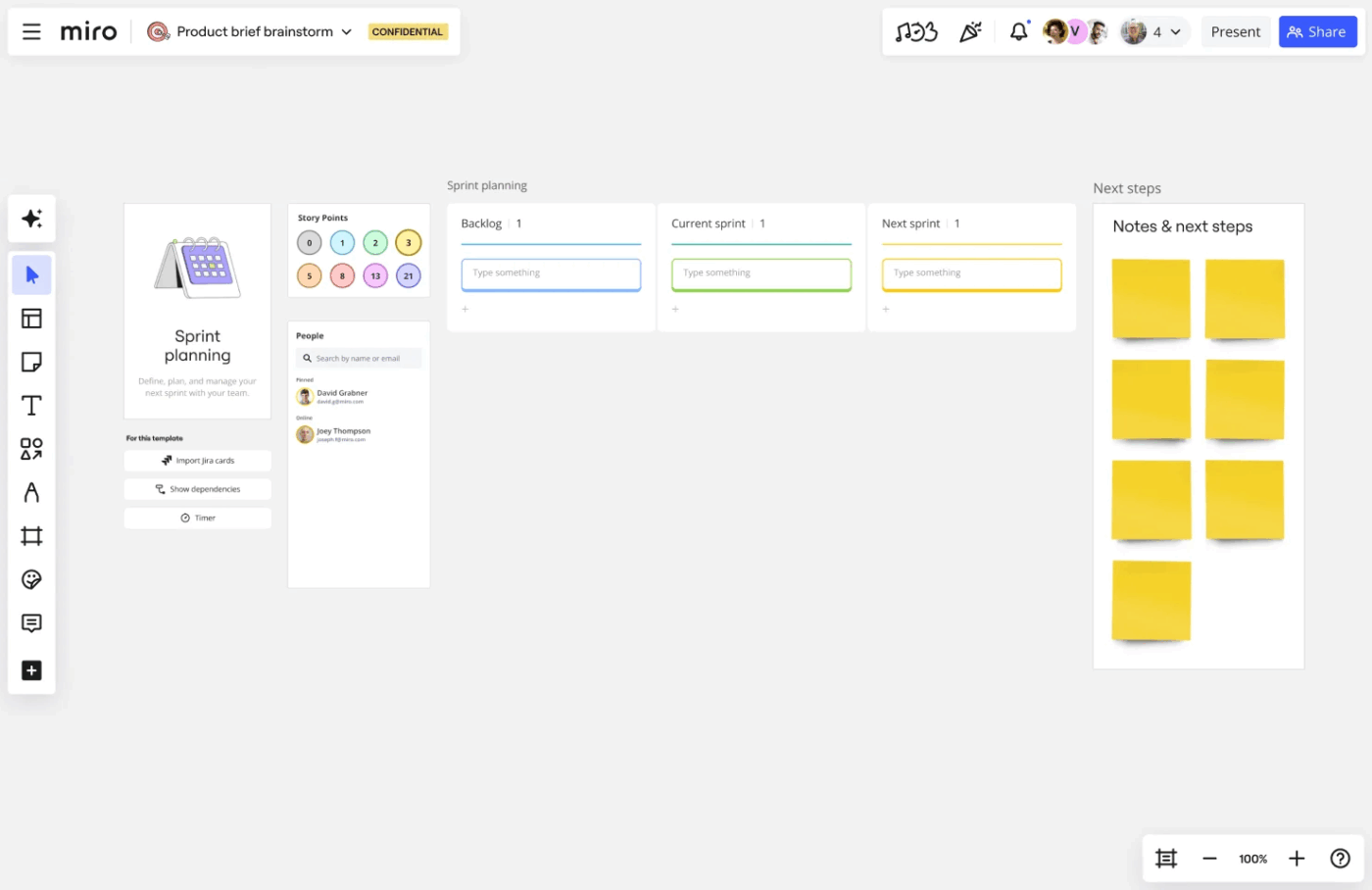 Miro-sjabloon voor sprintplanning