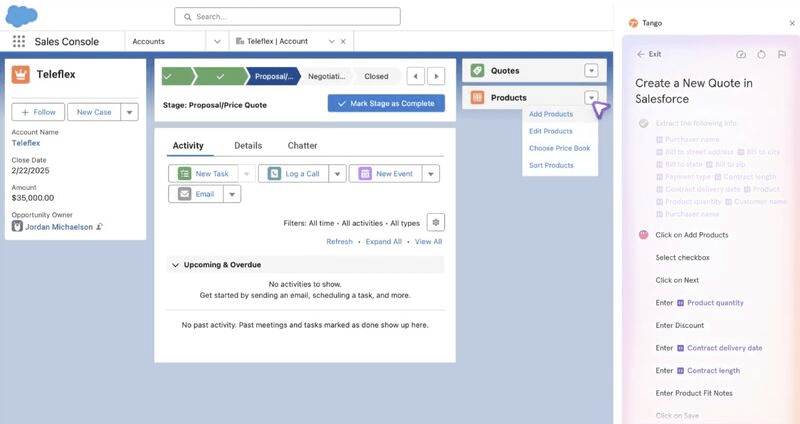 Tango Dashboard: process mapping tools