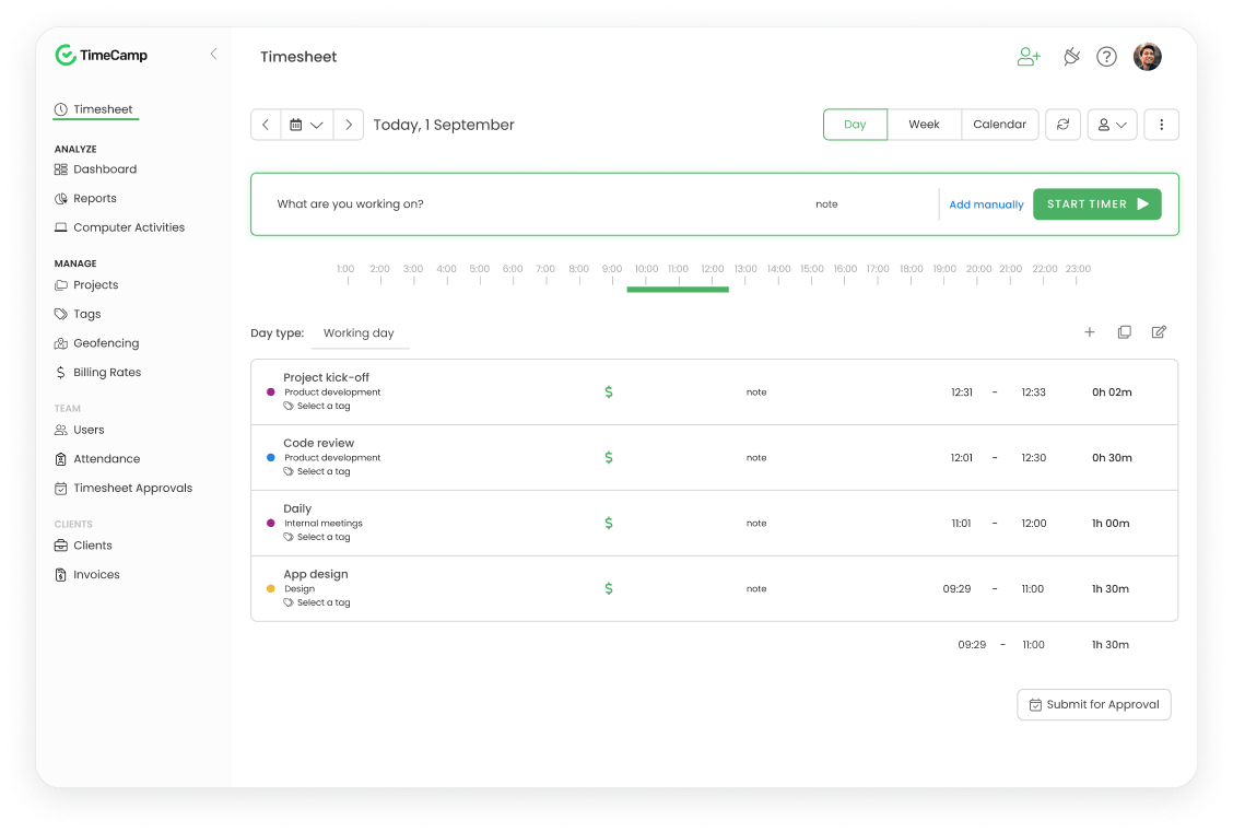 TimeCamp Dashboard