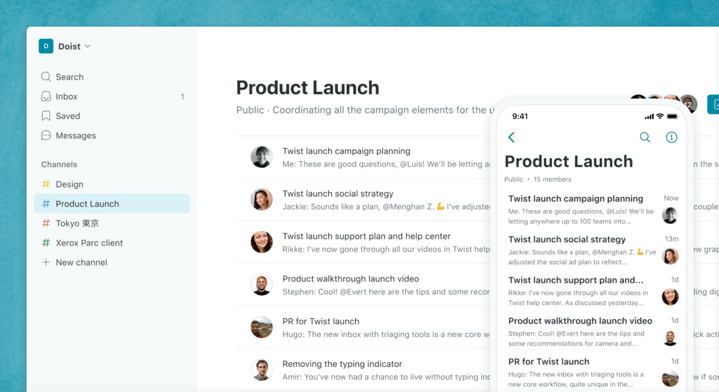 Twist Dashboard:  twist vs slack