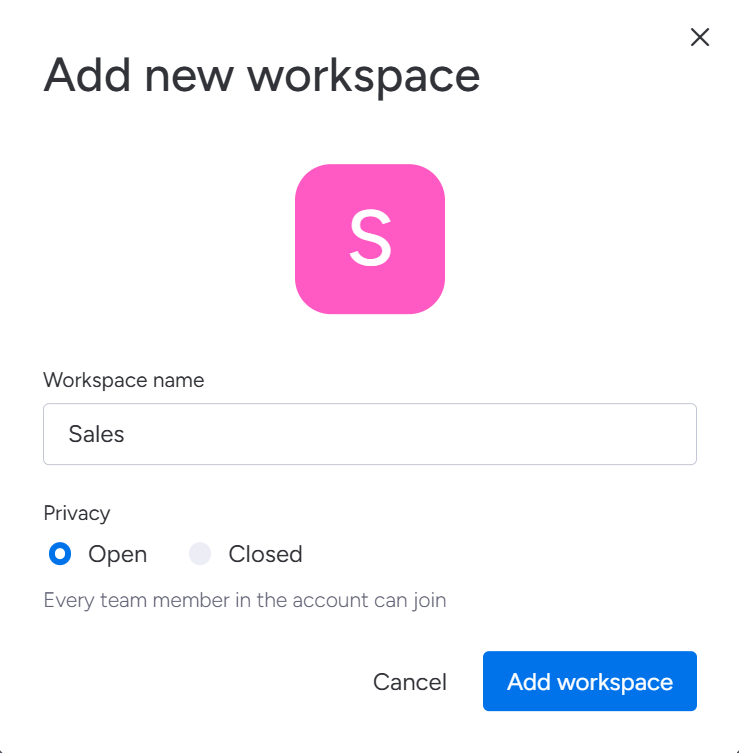 create or rename workspace_Monday.com login