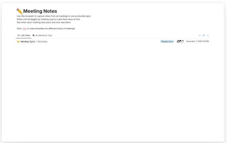 Notion Meeting Notes Template: Meeting Notes Template by Notion