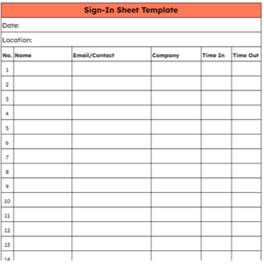 Sign Up Sheet Template Google Docs: Sign In Sheet Template by Hubspot