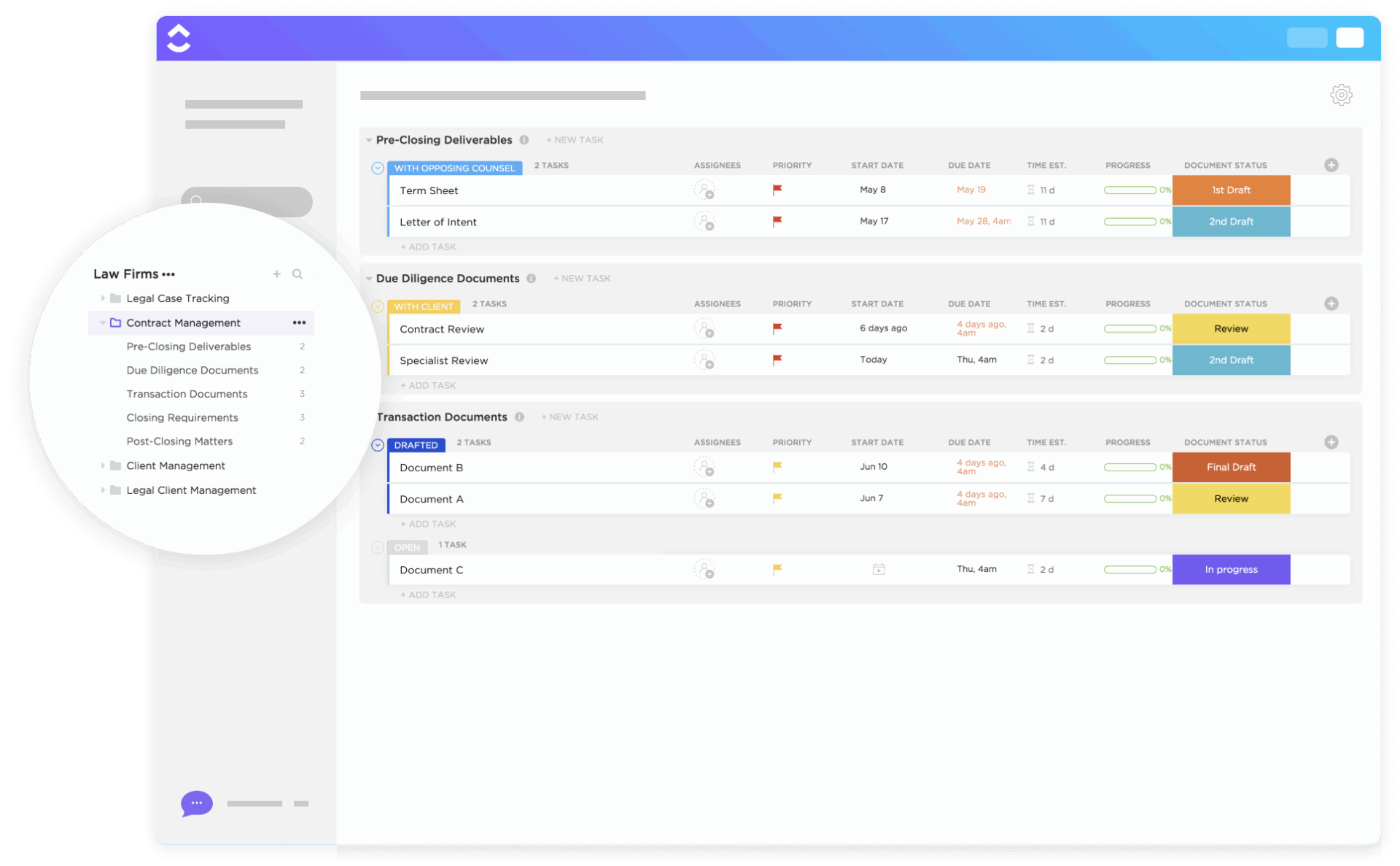 ClickUp Contract Management Template