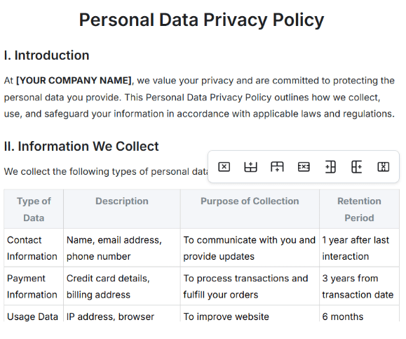 Privacy Policy Template: Personal Data Privacy Policy Template by Template.net