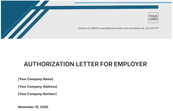 Letter of Authorization Template: Authorization Letter for Employer Template by Template.net