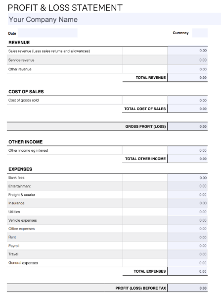 Income Statement Template: Income Statement Template by Xero
