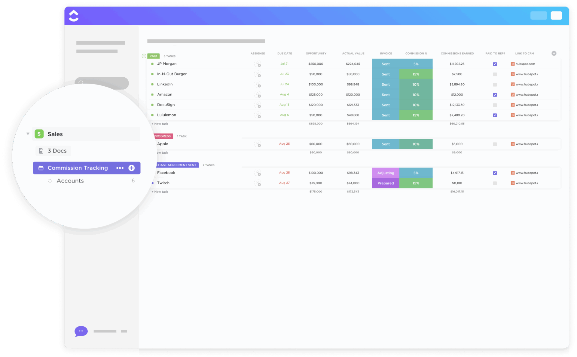 Notion CRM Template: ClickUp Commission Tracking Template