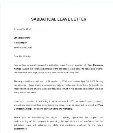 Leave of Absence Letter Template: Sabbatical Leave Letter Template by Template.Net