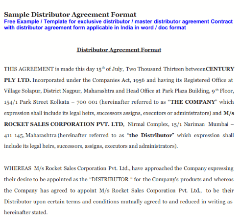 Distribution Agreement Template: Distribution Agreement Template by Scribd